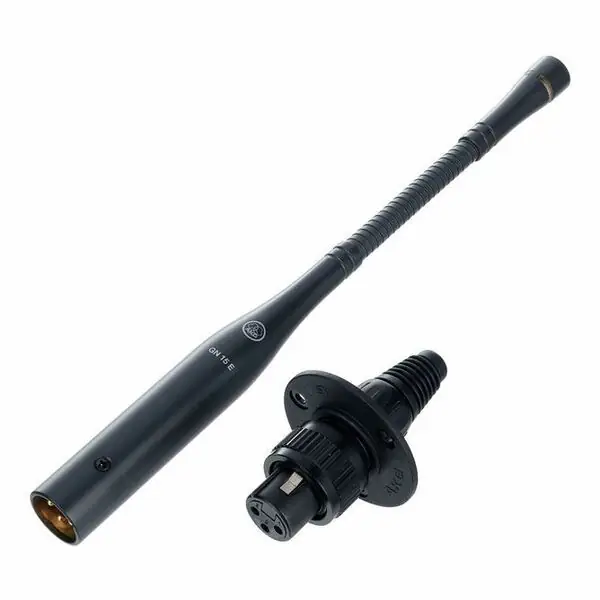 AKG Flexo Cuello De Cisne GN15 E - Longueur 15 cm, pour capsules D.A.M., adaptateur phantom, LED programmable - Noir