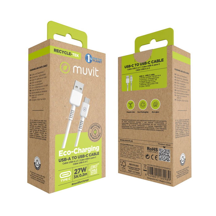 Câble USB Muvit Blanc 20 cm