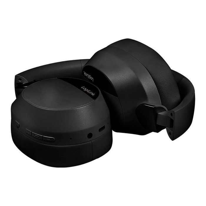 Logilink Écouteurs pliables noirs Bluetooth 6.0 avec réduction active du bruit