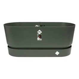ELHO Jardinière sur roues Greenville Terrasse 80, 42 L, dimensions L 35 x W 78 x H 33.5 cm, vert feuille, plastique résistant extérieur