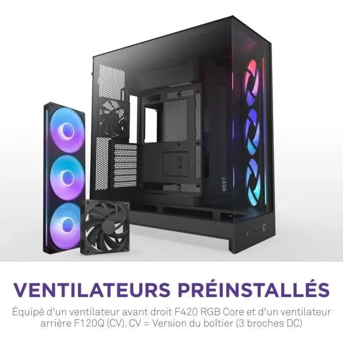 NZXT Boîtier moyen-tour H9 Flow RGB (CM-H92FB-R1) - Double chambre, avec ventilateurs RGB inclus, verre trempé panoramique, airflow optimisé - Noir NZXT Boîtier moyen-tour H9 Flow RGB (CM-H92FB-R1) - Double chambre, avec ventilateurs RGB inclus, verre trempé panoramique, airflow optimisé - Noir