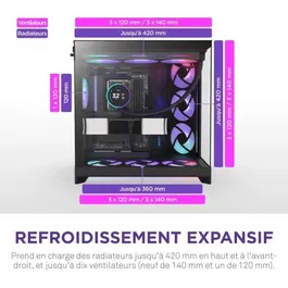 NZXT Boîtier moyen-tour H9 Flow RGB (CM-H92FB-R1) - Double chambre, avec ventilateurs RGB inclus, verre trempé panoramique, airflow optimisé - Noir