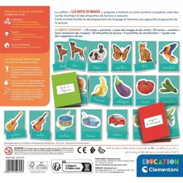 Clementoni - Jeu Éducatif Montessori Les Mots en Images - Développement du Lexique, Logique et Observation - Avec Cartes et Étiquettes de Classement - Pour Enfants Dès 3 Ans