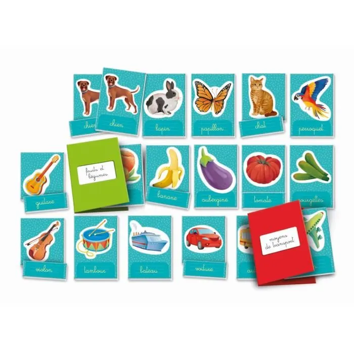 Clementoni - Jeu Éducatif Montessori Les Mots en Images - Développement du Lexique, Logique et Observation - Avec Cartes et Étiquettes de Classement - Pour Enfants Dès 3 Ans