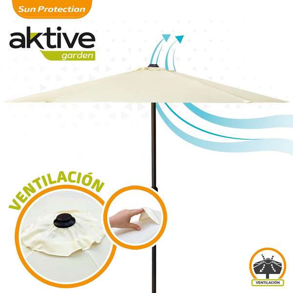 Parapluie Aktive Crème Ø 250 cm 250 x 235 x 250 cm Parapluie Aktive Crème Ø 250 cm 250 x 235 x 250 cm