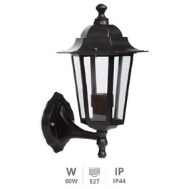 GSC Evolution Farol de jardin Serie Alma bras vers le bas E27 Negro