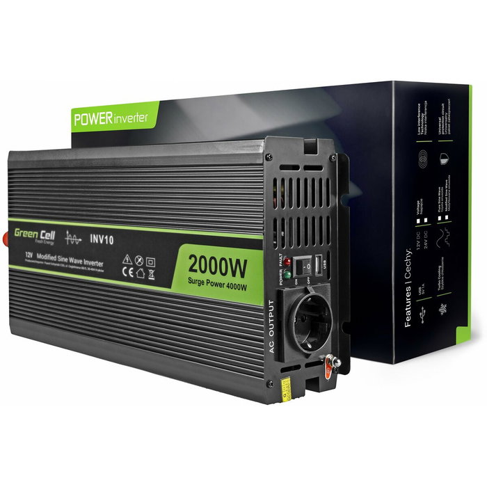 Green Cell Inverseur de puissance INV10 2000 W Noir Green Cell Inverseur de puissance INV10 2000 W Noir