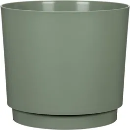 Garden Id Cache-pot Plano rond Vert clair - Ø 25 cm - H 22 cm - 7 Litres - Pour intérieur et extérieur