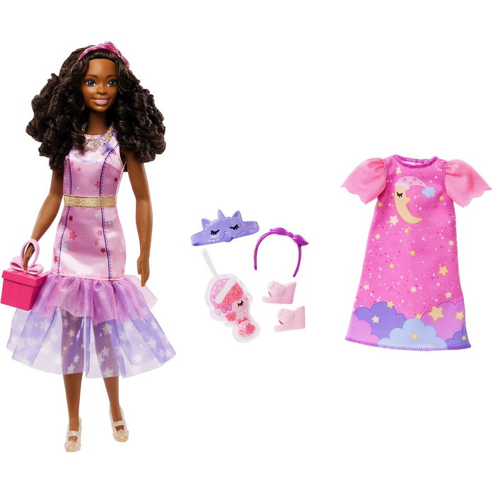Barbie My First Barbie Poupée Brooklyn Roberts Modèle Hmm67 avec 2 Tenues et Accessoires, Corps Articulé, Hauteur 34.3 cm, Multilingue