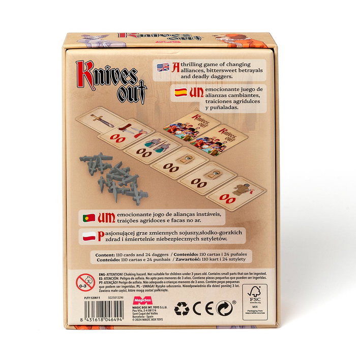 Magic Box Jeu de société Knives Out PJT112IN11 – Trahisons et alliances pour trône, +8 ans Magic Box Jeu de société Knives Out PJT112IN11 – Trahisons et alliances pour trône, +8 ans