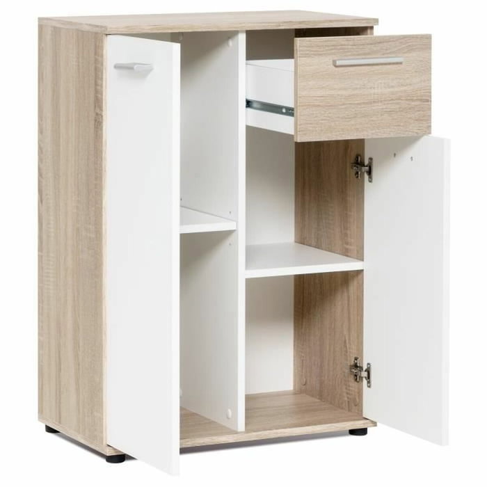 Jacky Petit Buffet Blanc mat et décor chêne Sonoma L 60 cm