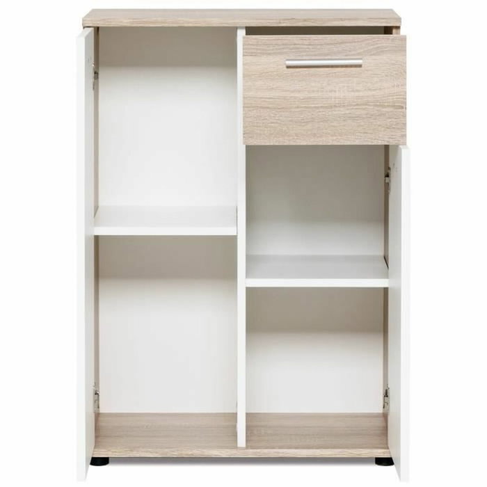 Jacky Petit Buffet Blanc mat et décor chêne Sonoma L 60 cm