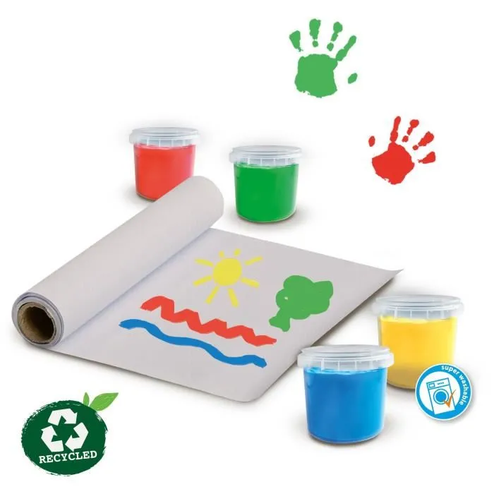 Ses Creative Kit de Peinture au Doigt Écologique pour Bébé à Partir de 12 Mois - 100% Recyclé avec Tablier et Papier - Marque SES CREATIVE