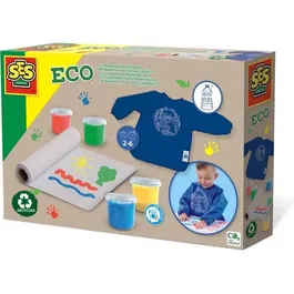 Ses Creative Kit de Peinture au Doigt Écologique pour Bébé à Partir de 12 Mois - 100% Recyclé avec Tablier et Papier - Marque SES CREATIVE