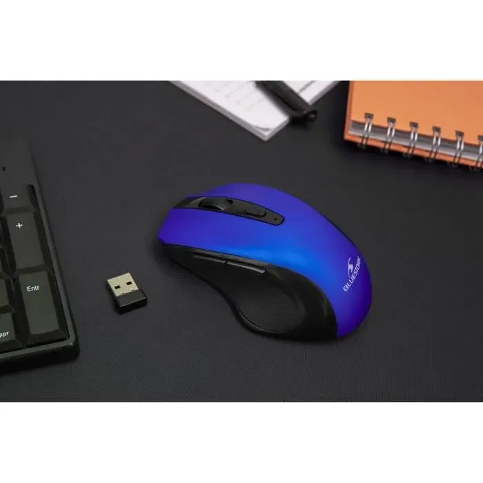 Bluestork OFF75 BLUE Souris sans fil rechargeable bleue, connectivité 2,4 GHz et Bluetooth, ergonomique, pour PC et Mac