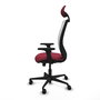 Chaise Zulema Synchro 3 positions tissu Bordeaux Maille Blanc Base en nylon noir Accoudoir 2D Appui-tête Roulettes 65mm nylon