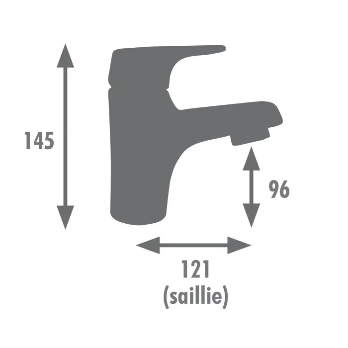 Edouard Rousseau Mitigeur Lavabo KIOPTA Chromé - Cartouche céramique, Dépression 6 L/min, Bec fixe, Flexibles inox 35 cm, Avec vidage complet - 145 mm