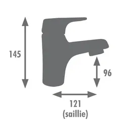 Edouard Rousseau Mitigeur Lavabo KIOPTA Chromé - Cartouche céramique, Dépression 6 L/min, Bec fixe, Flexibles inox 35 cm, Avec vidage complet - 145 mm