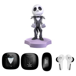 EXQUISITE GAMING Mini Cable Guy - Casque audio Bluetooth sans fil intra-auriculaire, licence Disney La Nuit avant Noël, Bluetooth 5.3, réduction de bruit, boîtier de charge USB-C