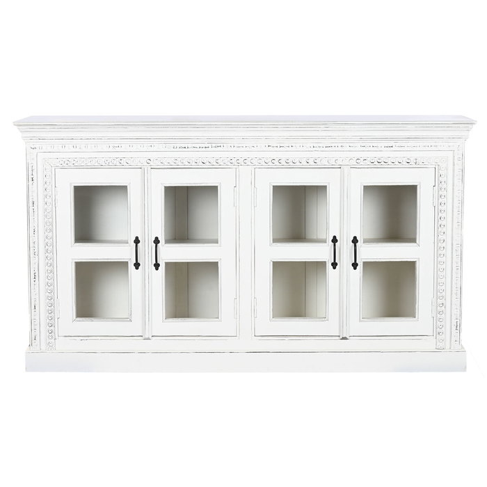 Buffet Home ESPRIT Blanc Verre Bois de manguier 180 x 40 x 100 cm
