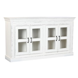 Buffet Home ESPRIT Blanc Verre Bois de manguier 180 x 40 x 100 cm