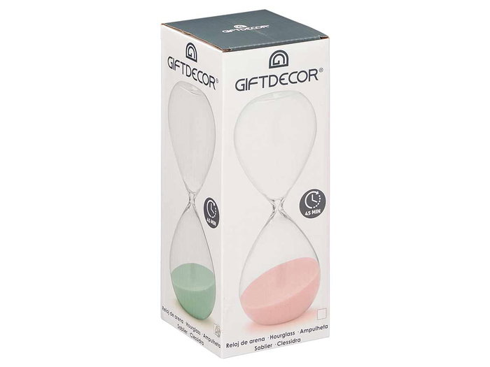 Giftdecor Sablier Verre 25 cm Pastel 45 Min - Assortiment Aléatoire (Set de 12)