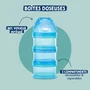 DODIE - Boîte doseuse 3 compartiments séparable pour lait en poudre - Transparent - Bleu Lagoon