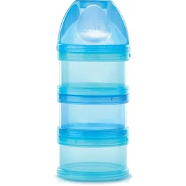 DODIE - Boîte doseuse 3 compartiments séparable pour lait en poudre - Transparent - Bleu Lagoon