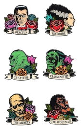 Loungefly Universal Monsters présentoir pin's émaillés Floral Tattoo Mystery Blind (12) lif-umpn0020-ea