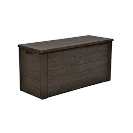 TOOD Malle coffre de rangement résine 300 L 120x46x58 cm marron aspect bois