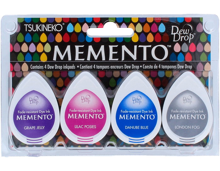 Tsukineko Set de 4 tampons encreurs goutte MEMENTO couleurs translucides Tsukineko Set de 4 tampons encreurs goutte MEMENTO couleurs translucides