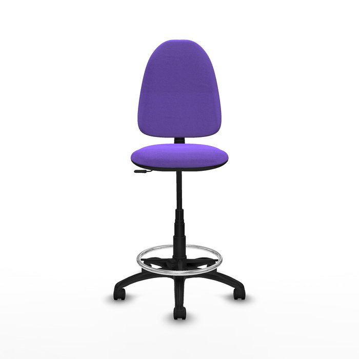 Tabouret Aýna taburete Contact permament de base Tissu Violet Structure polyamide noire Sans accoudoirs Sans appui-tête Roulettes en nylon 50 mm