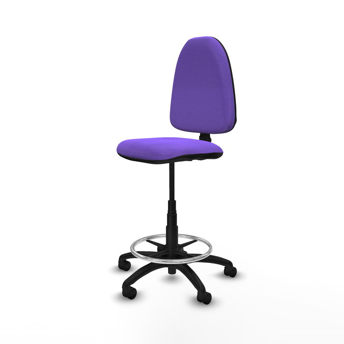 Tabouret Aýna taburete Contact permament de base Tissu Violet Structure polyamide noire Sans accoudoirs Sans appui-tête Roulettes en nylon 50 mm