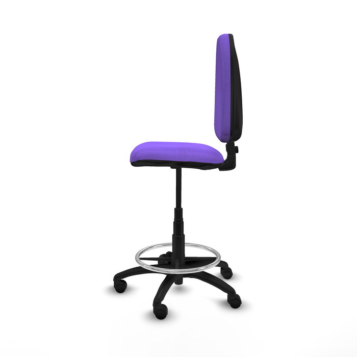 Tabouret Aýna taburete Contact permament de base Tissu Violet Structure polyamide noire Sans accoudoirs Sans appui-tête Roulettes en nylon 50 mm