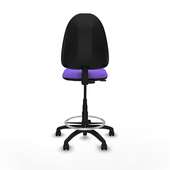 Tabouret Aýna taburete Contact permament de base Tissu Violet Structure polyamide noire Sans accoudoirs Sans appui-tête Roulettes en nylon 50 mm