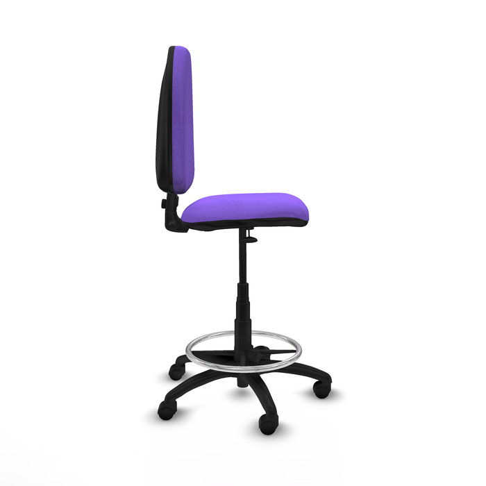 Tabouret Aýna taburete Contact permament de base Tissu Violet Structure polyamide noire Sans accoudoirs Sans appui-tête Roulettes en nylon 50 mm