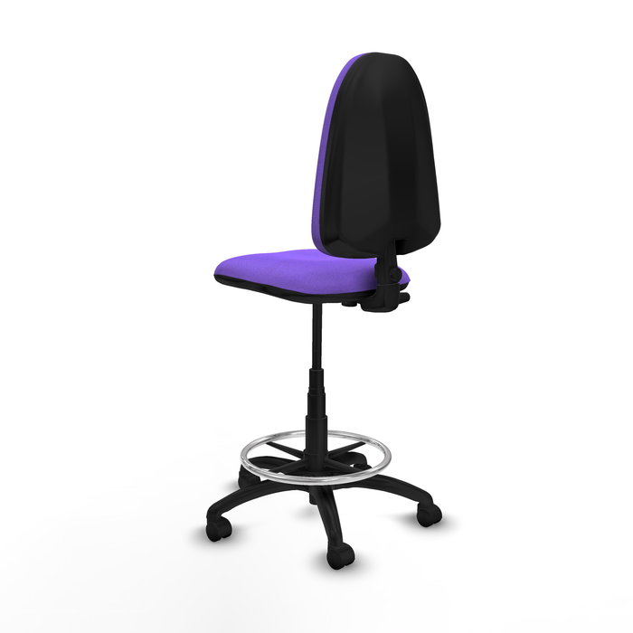Tabouret Aýna taburete Contact permament de base Tissu Violet Structure polyamide noire Sans accoudoirs Sans appui-tête Roulettes en nylon 50 mm