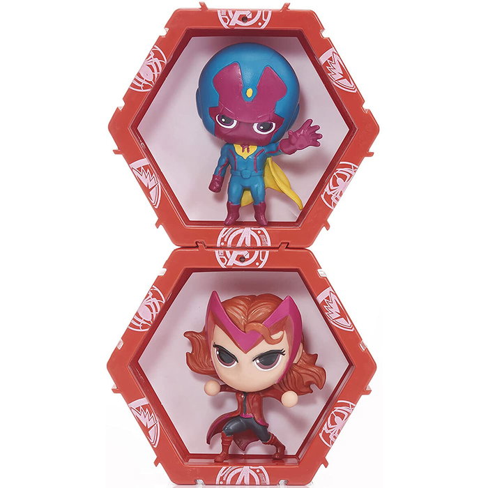 WOW! STUFF Set de figurines à LED WOW POD Vision + Scarlet Marvel, collection, personnages, autocollants UV et connectables, fonctionne avec 3 piles AAA