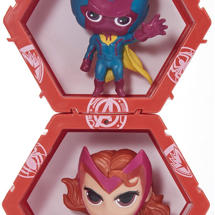 WOW! STUFF Set de figurines à LED WOW POD Vision + Scarlet Marvel, collection, personnages, autocollants UV et connectables, fonctionne avec 3 piles AAA