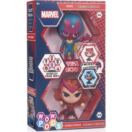WOW! STUFF Set de figurines à LED WOW POD Vision + Scarlet Marvel, collection, personnages, autocollants UV et connectables, fonctionne avec 3 piles AAA