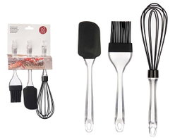 Kinvara Lot de 3 ustensiles en silicone noir et transparent – 15.5 x 34 x 6 cm (Set de 8)