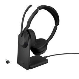 Jabra Evolve2 55 Link380c UC - Casque professionnel avec réduction de bruit active (ANC), Bluetooth, USB-C, support de charge et certification Microsoft Teams/Zoom