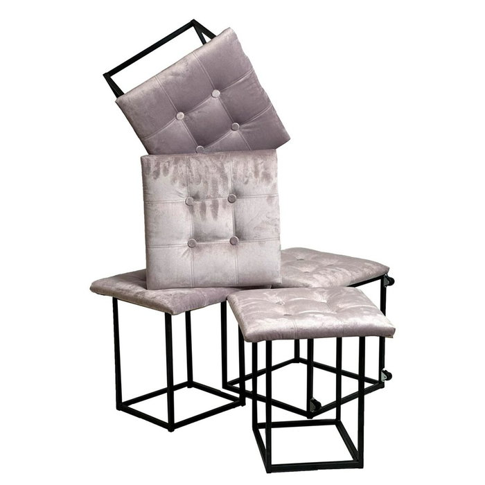 GO GIFT Jeu de tabourets Transformer Rose Velours Acier - 5 Unités GO GIFT Jeu de tabourets Transformer Rose Velours Acier - 5 Unités