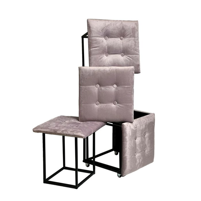 GO GIFT Jeu de tabourets Transformer Rose Velours Acier - 5 Unités GO GIFT Jeu de tabourets Transformer Rose Velours Acier - 5 Unités