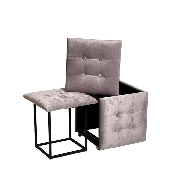 GO GIFT Jeu de tabourets Transformer Rose Velours Acier - 5 Unités GO GIFT Jeu de tabourets Transformer Rose Velours Acier - 5 Unités