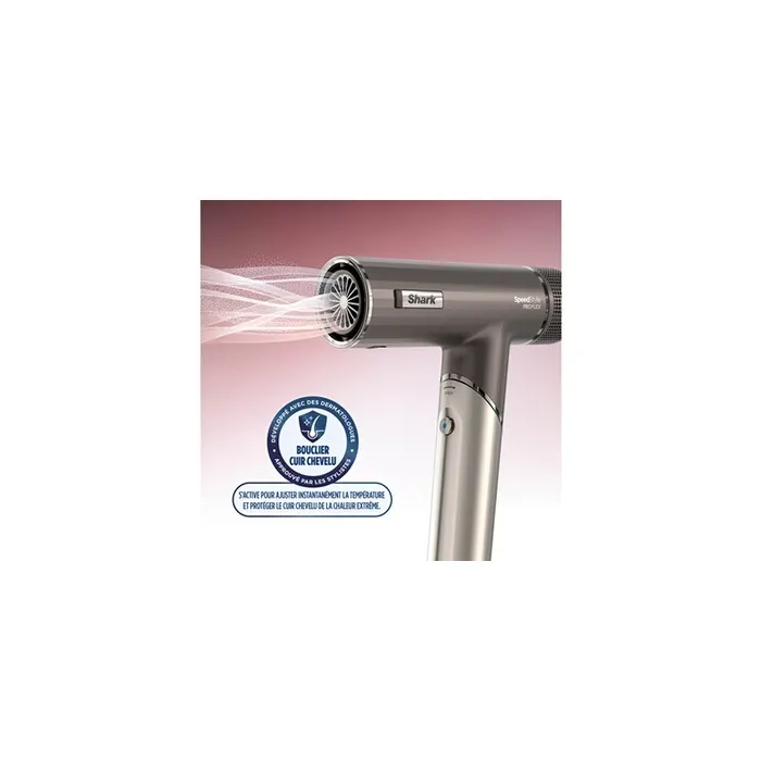 Shark Sèche-cheveux SpeedStyle Pro FLEX - Léger, pliable, Technologie IQ, 4 accessoires inclus - Anti-frisottis, lissage, coiffage personnalisé
