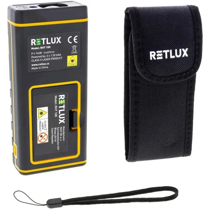 Retlux Télémètre Laser RHT 100 - Mesure de Distance 40 m, Surface et Volume - Précision +/- 2 mm Retlux Télémètre Laser RHT 100 - Mesure de Distance 40 m, Surface et Volume - Précision +/- 2 mm