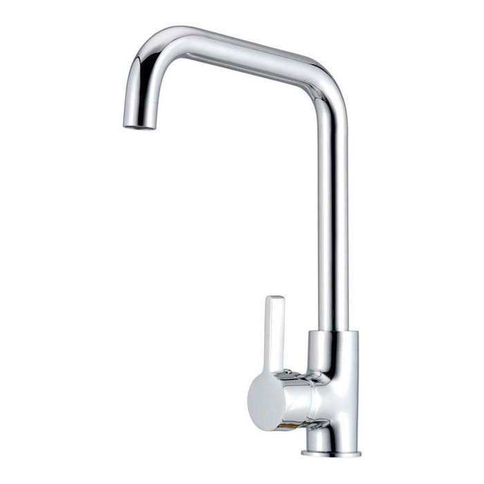 Verhal Zeta Robinet de cuisine monocommande bec haut rotatif argent brillant laiton Verhal Zeta Robinet de cuisine monocommande bec haut rotatif argent brillant laiton