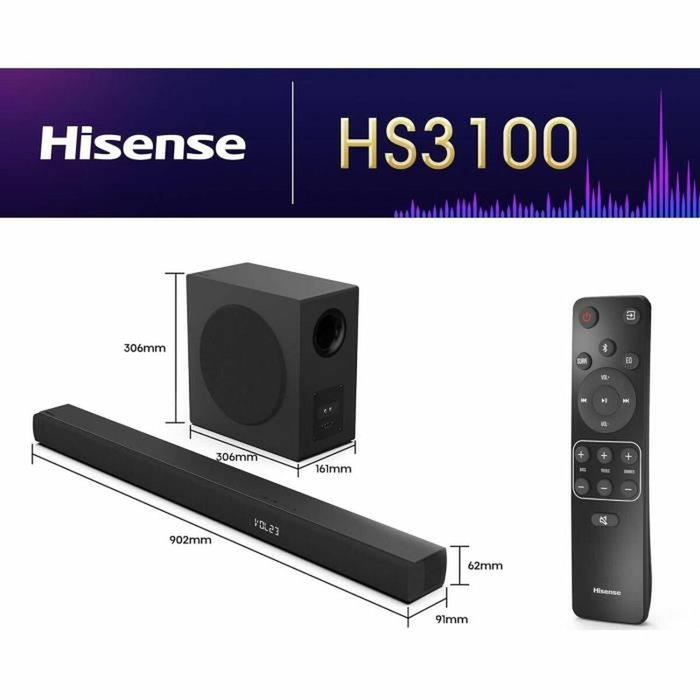 Hisense HS3100 Barre de Son 3.1 Canaux 480W Noir