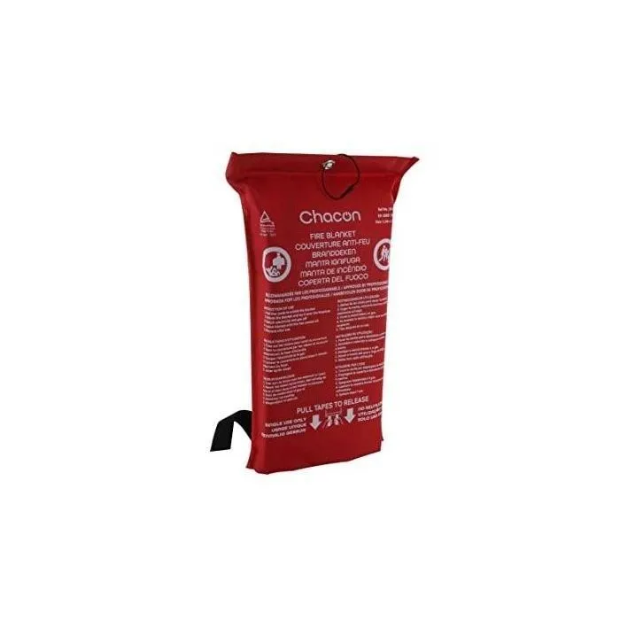 Chacon - Couverture anti-feu en fibre de verre - 120 cm x 5 cm - Rouge - Protection incendie domestique et personne